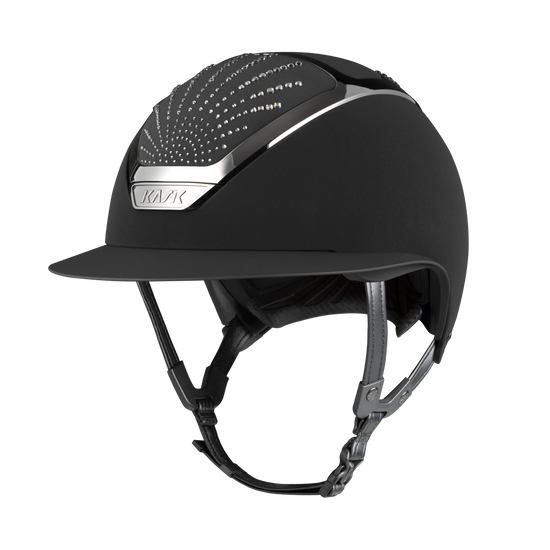 Premium KASK Star Lady Chrome Origin equestrian helmet with a shiny chrome frame
