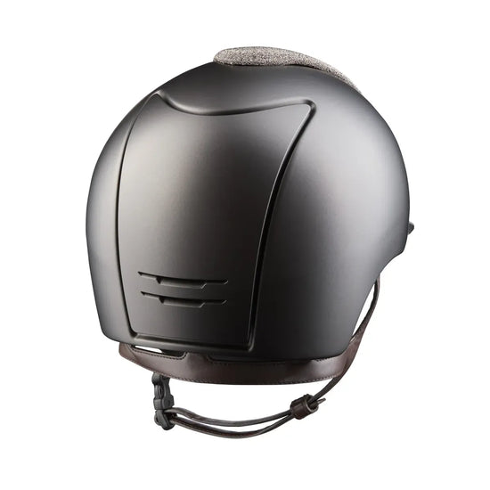Elegant brown riding helmet with gold details