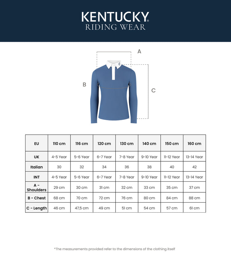 Kids long sleeve competition riding shirt for cooler conditions