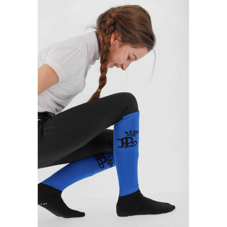 Knee-high equestrian show socks with a lightweight stretch upper for competition riding.