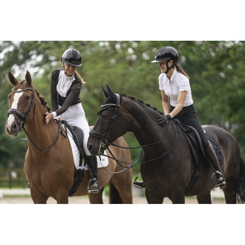 shiny dressage helmet