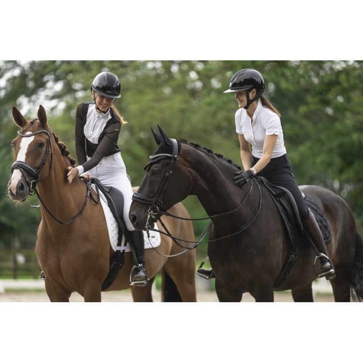 shiny dressage helmet