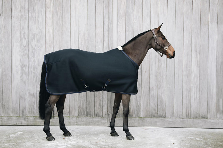 Multifunctional horse cooler rug for transport, cooling, flies and layering.