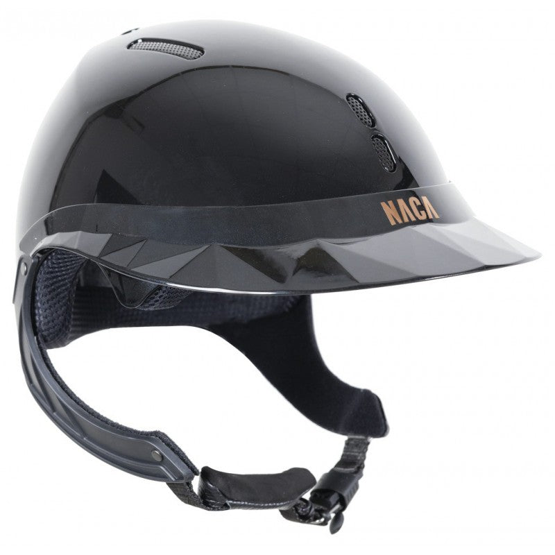 Horse riding helmet with motorbike chin strap