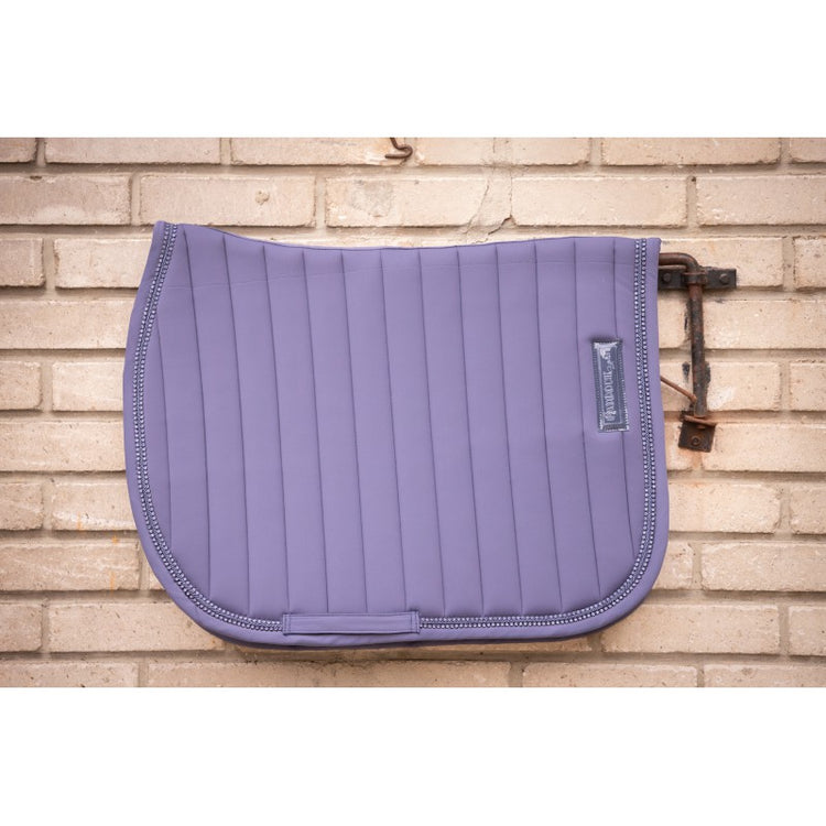 Purple saddle blanket with rhinestone edging and thick quilting