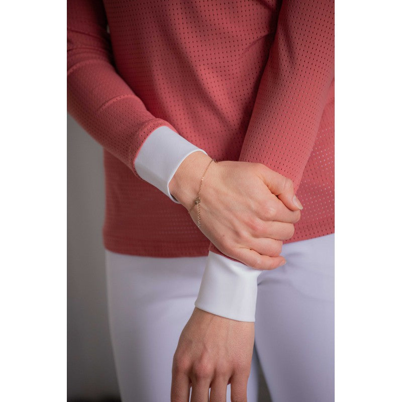 Ladies Terracotta colored long sleeve show shirt