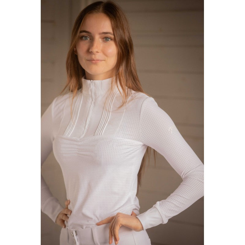 Penelope Collection perforated white show shirt florence