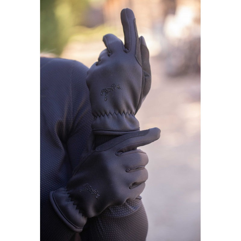 Touchscreen winter riding gloves for horse riders