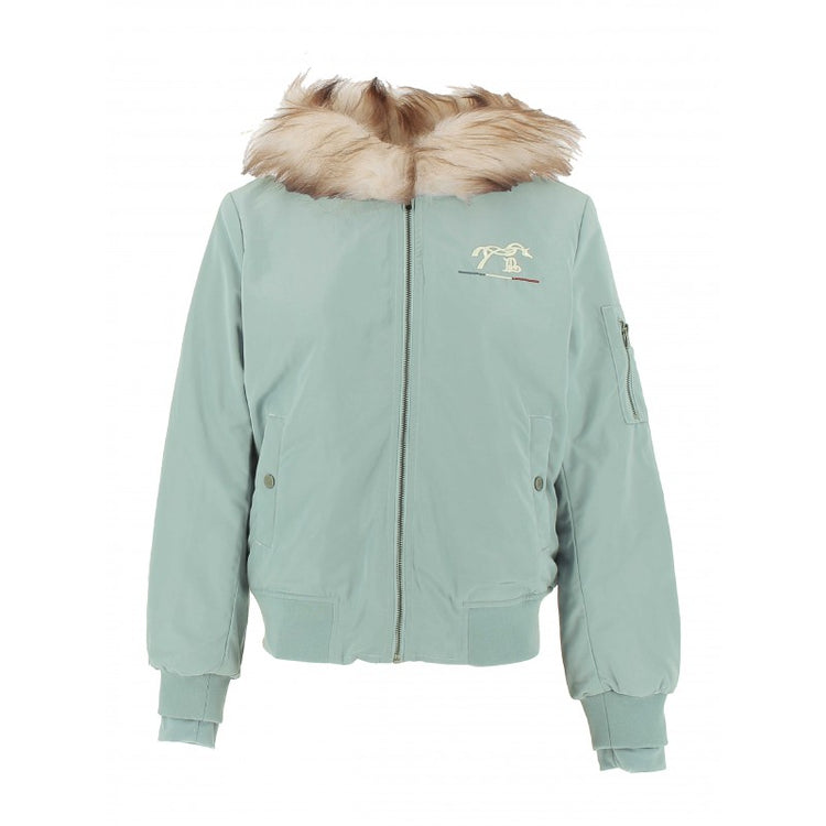 Penelope Kids Lyon short bomber jacket with elasticated hem, cuffs and chest embroidery.