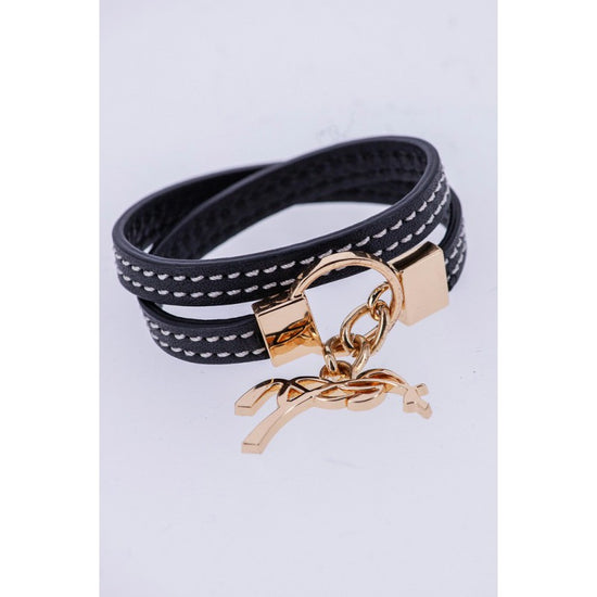 Penelope leather bracelet with signature equestrian logo detail.