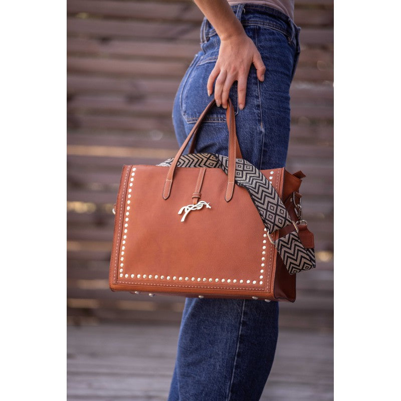 Penelope collection naily Romane handbag in cognac brown