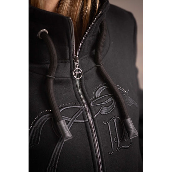 Penelope Native equestrian zip sweatshirt with two zipped pockets and elegant 3D chest logo.
