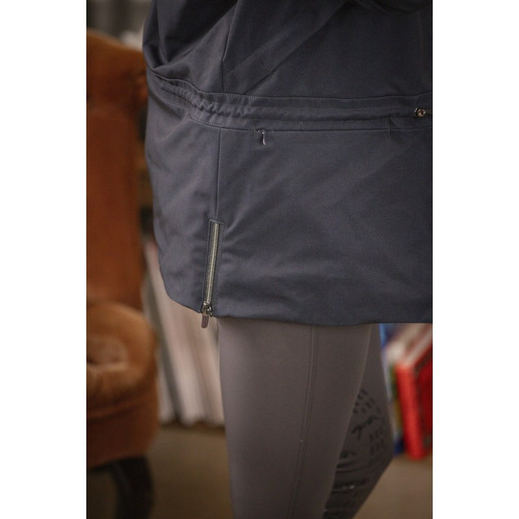Winter parka for horse riding with side zips