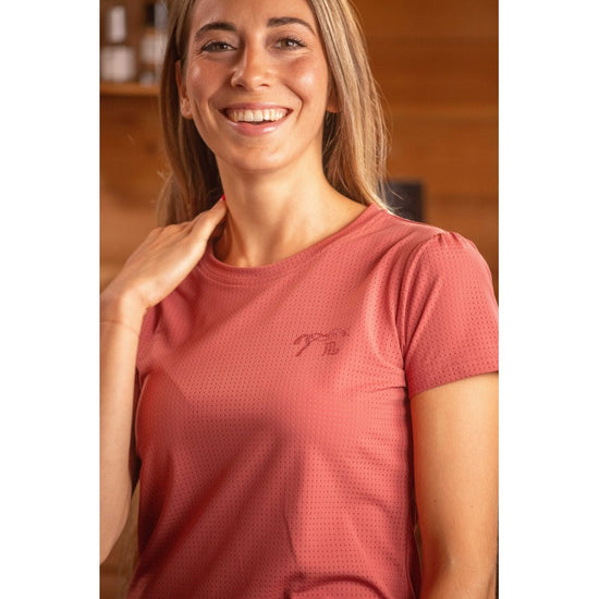 Penelope Techflo breathable equestrian top designed to promote airflow during physical activity.