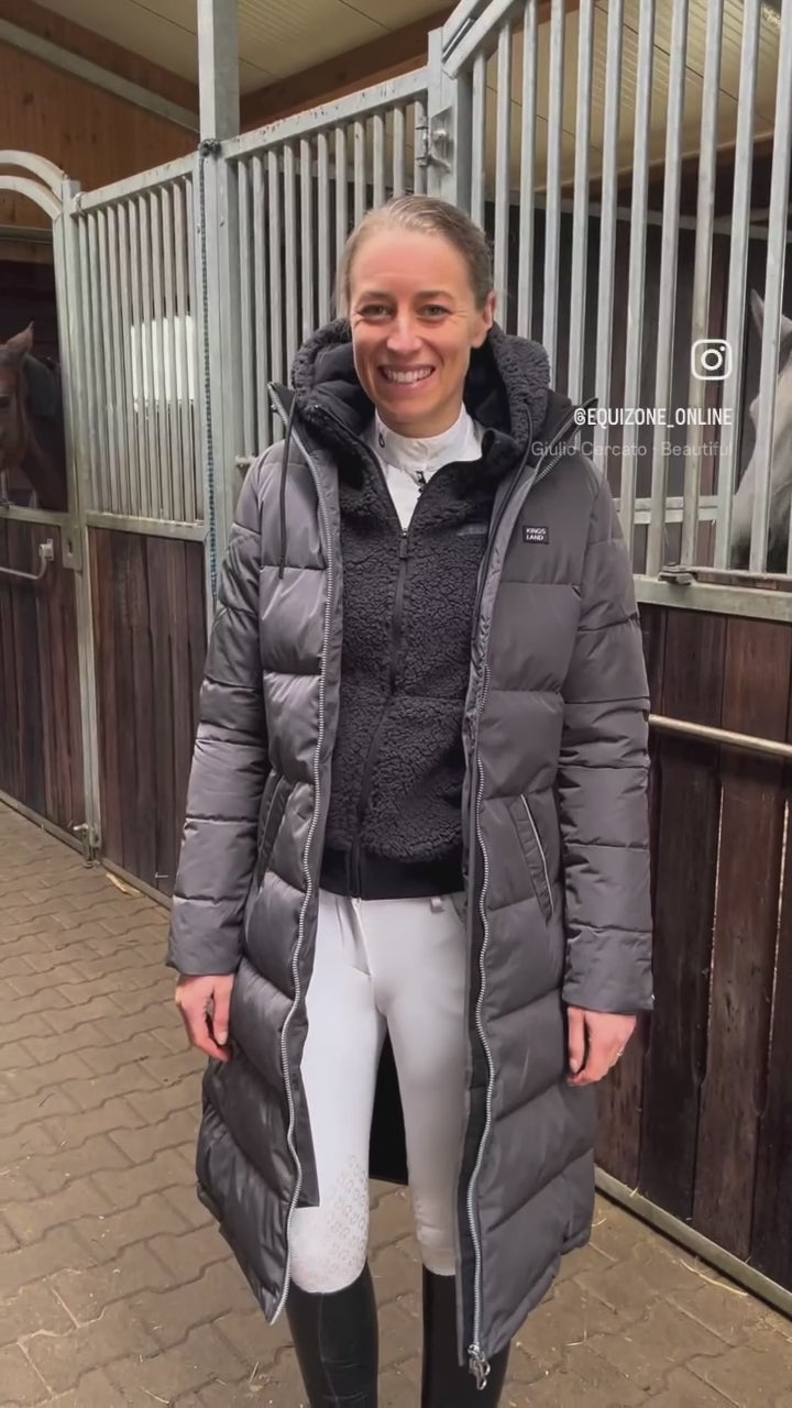Long equestrian winter jacket water resistant and warm