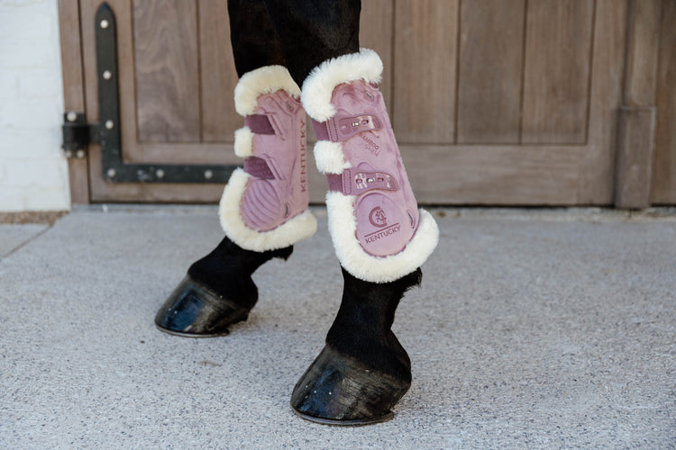 Pink show jumping boots for horses