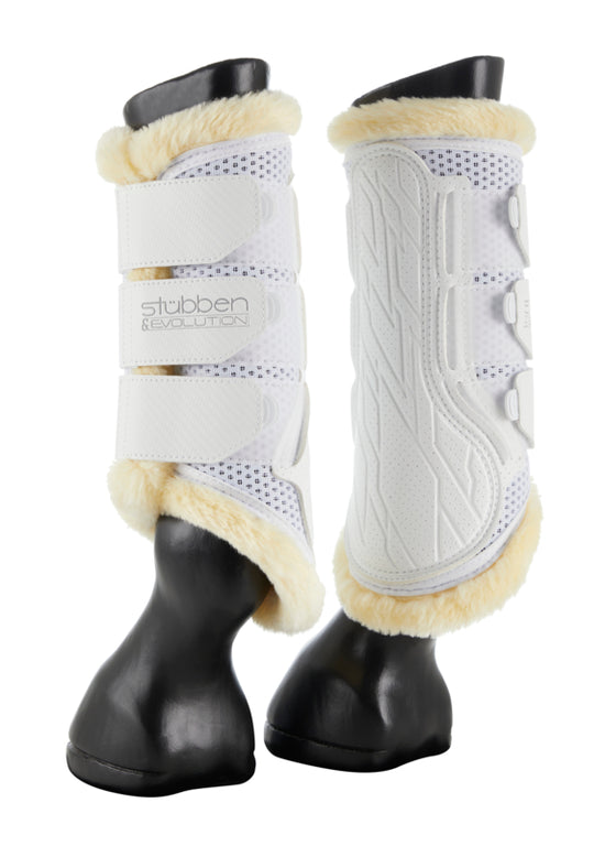 Breathable Stübben brushing boots designed to protect horse legs during everyday training.