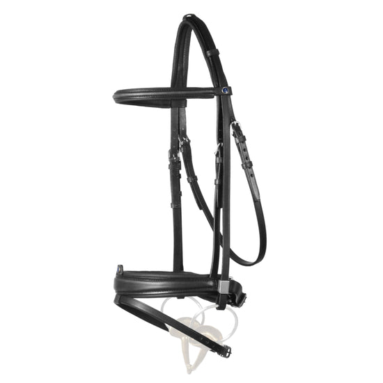 Stübben Leitrim leather bridle featuring a special combined noseband for horses.