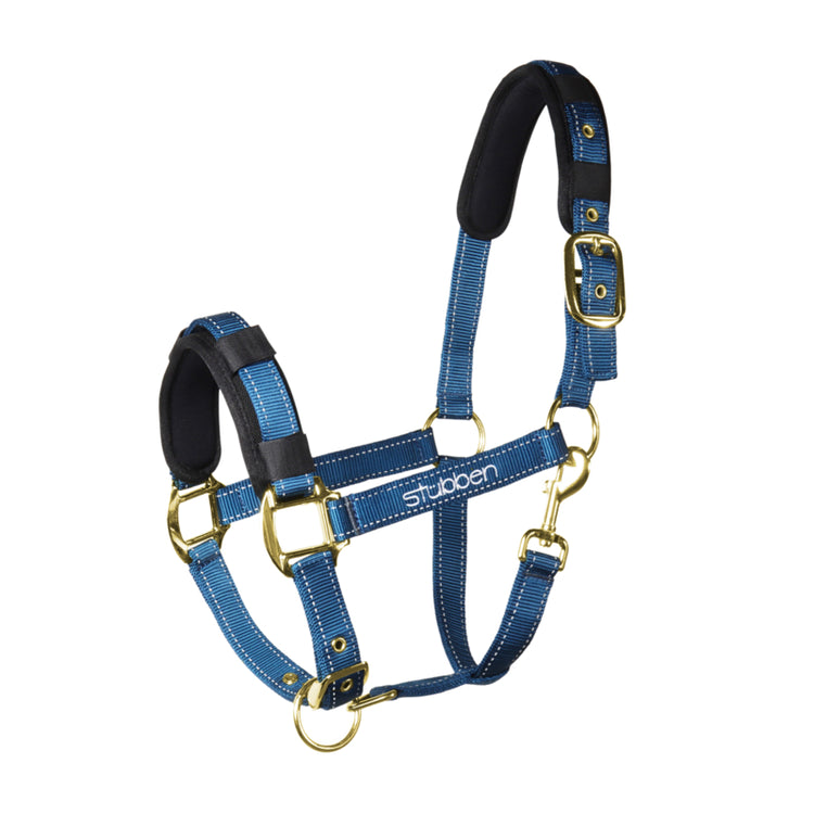 Stübben horse halter with reflective thread detailing for everyday stable use.