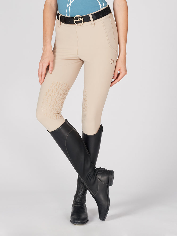 Beige horse riding pants with side zip