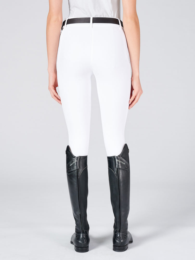 High waist white breeches with knee grip