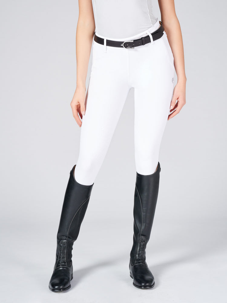 White competition breeches with side zip