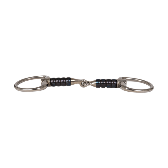 Velari Cherry Roller Eggbutt horse bit with fixed side pieces