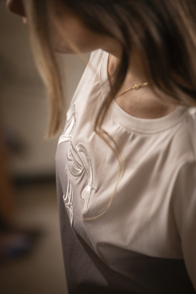 Women’s horse riding casual top for stable, leisure and city wear.