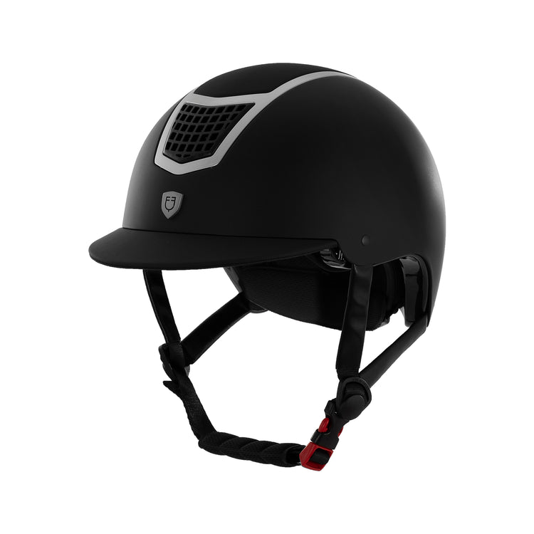 black helmet with silver details