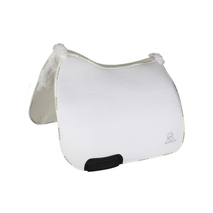 White dressage square with sheepskin