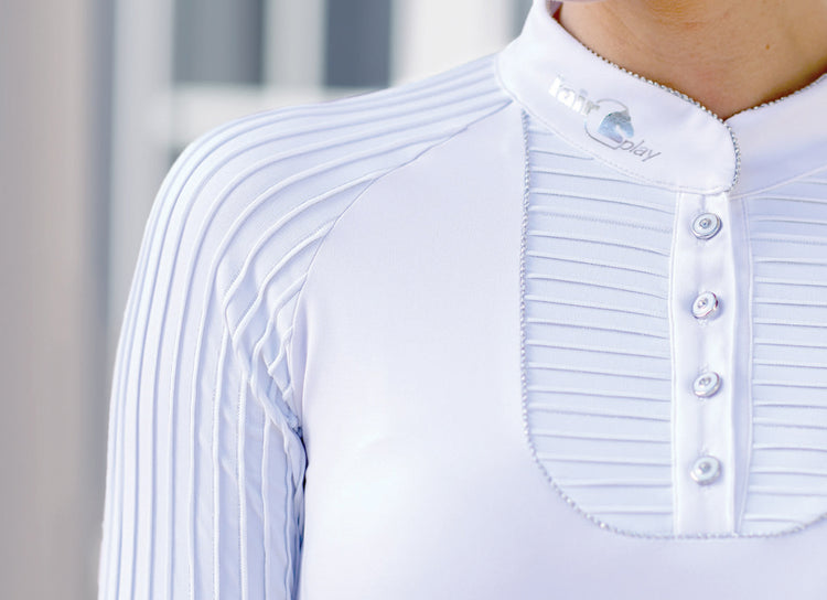 White show shirt for ladies with beautiful piping texture