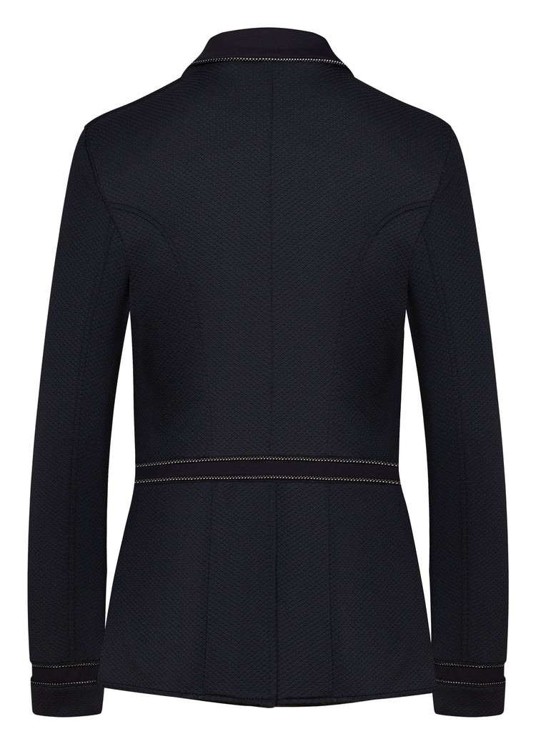 Black show jacket with silver piping
