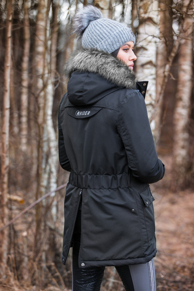 Black parka for horse lovers