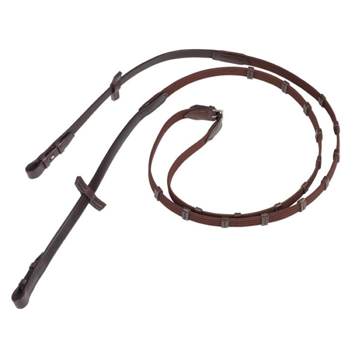Web reins narrow with 9 leather stops and hooks