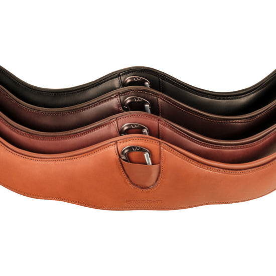 Leather girth Contour with elastic ends