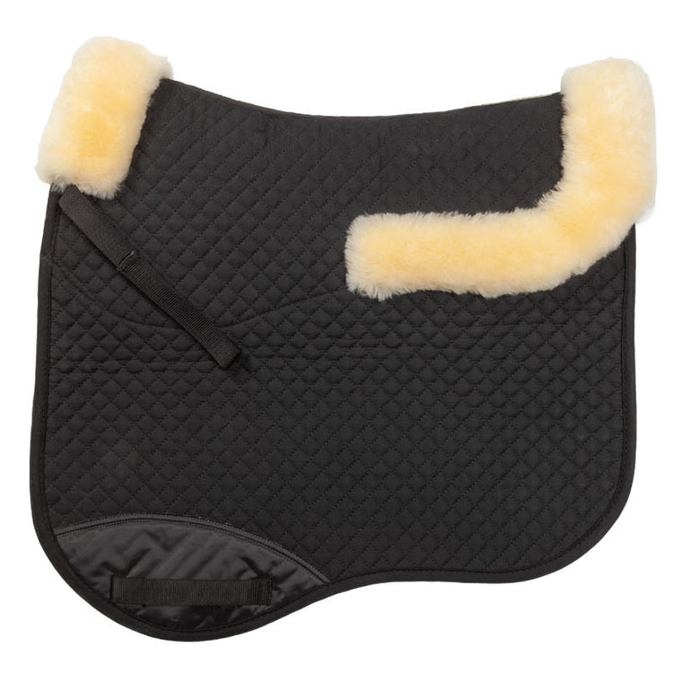Saddle blanket with genuine sheepskin