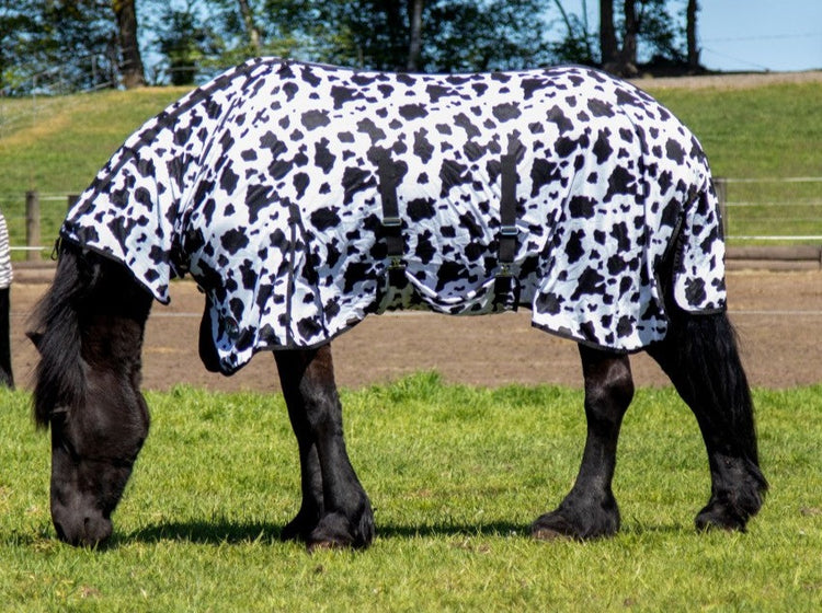 Cow print fly rug