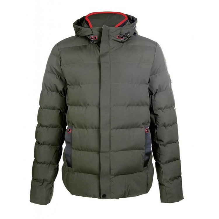 km hamburg men’s quilted jacket with knitted collar insert olive green