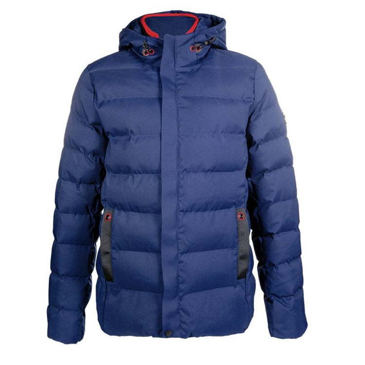 hkm men’s quilted jacket hamburg with hood and press stud pockets