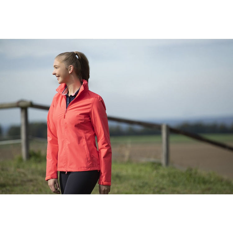 neon coral waterproof riding jacket