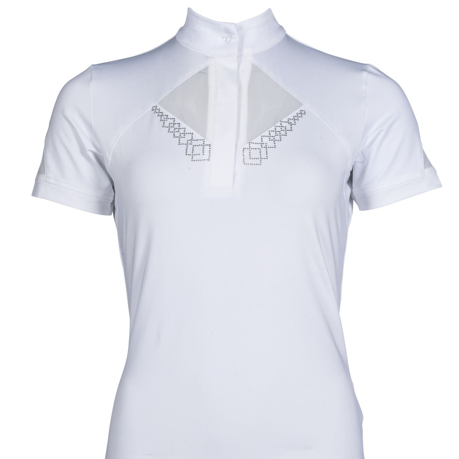 White equestrian show shirt short sleeve