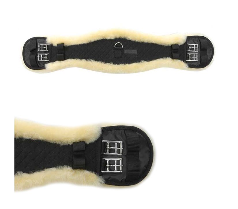 Sheepskin short girth for dressage saddle