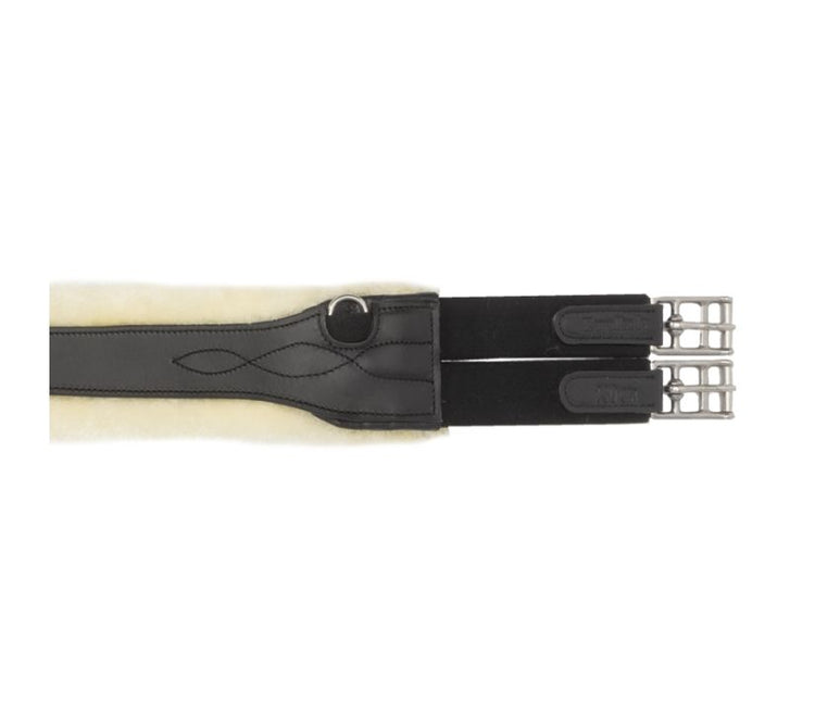 Girth with elastic on both sides and sheepskin