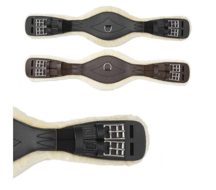 Anatomic dressage girth with sheepskin