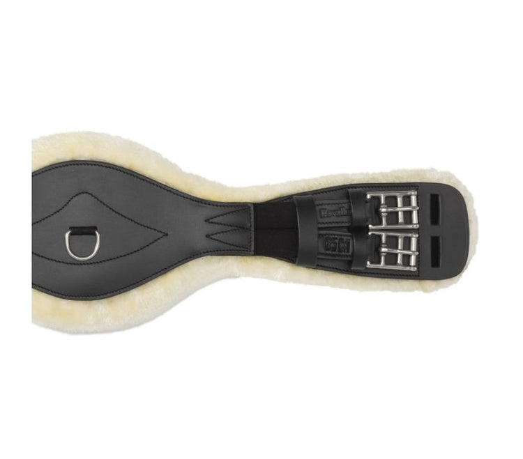 Anatomic shaped dressage girth with fur