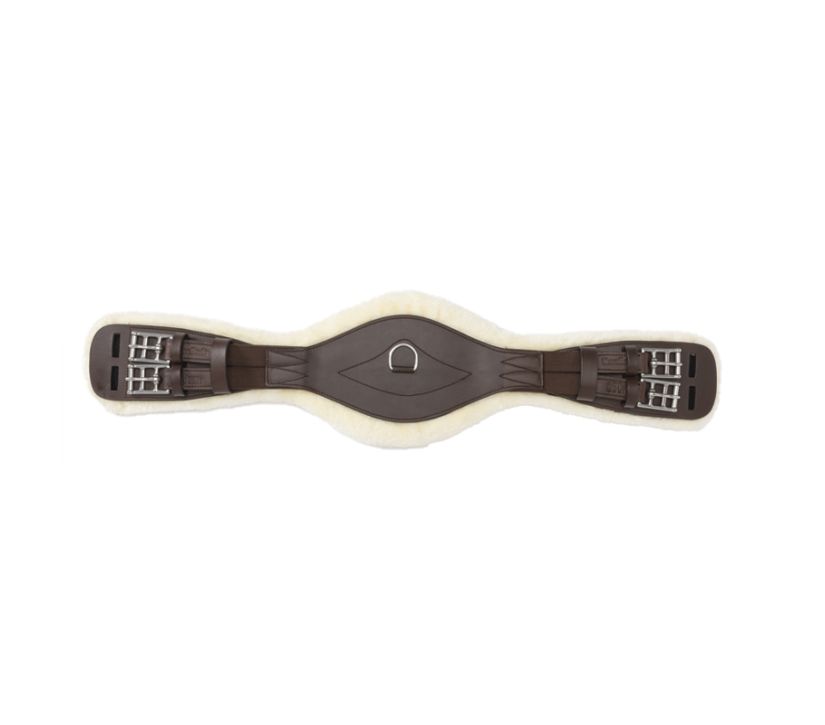 Leather dressage girth with sheepskin