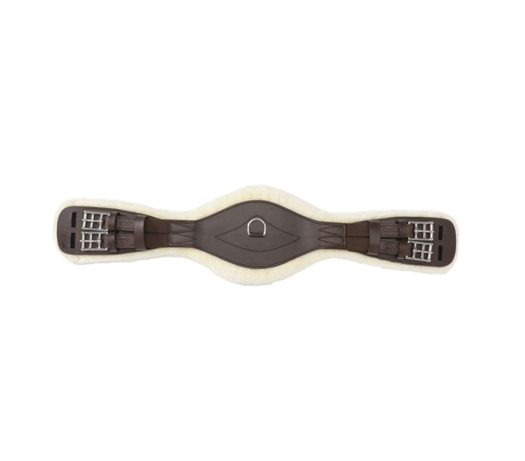 Leather dressage girth with sheepskin