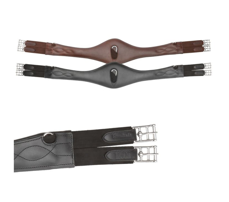 Anatomically shaped leather jumping girth