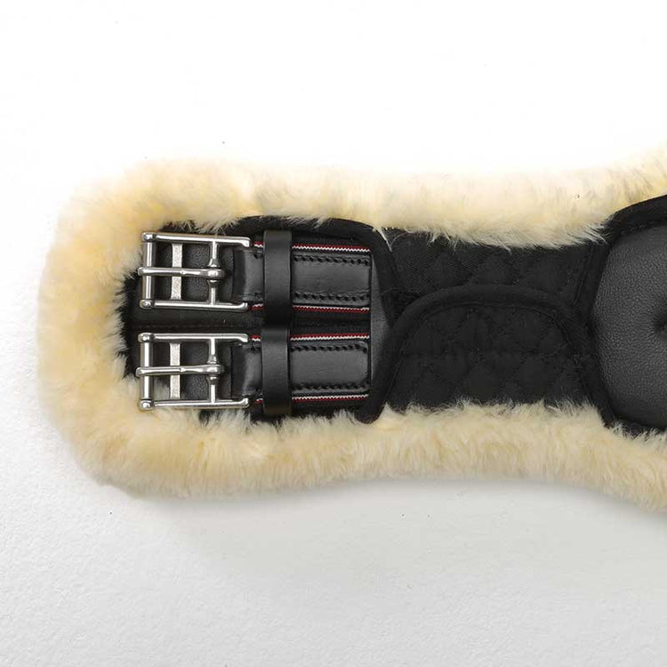 Natural sheepskin cover for dressage girth