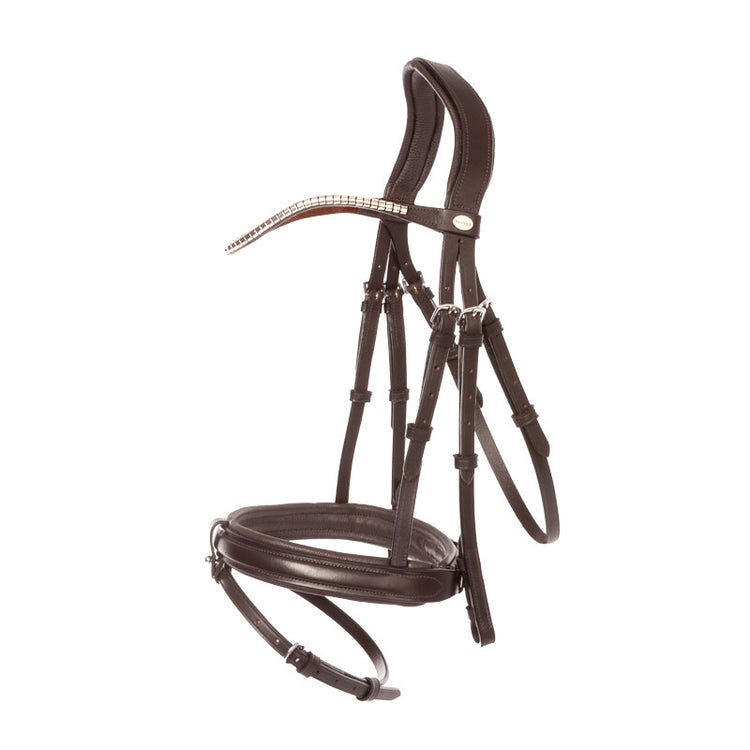 bridle with narrow curved browband with metal links